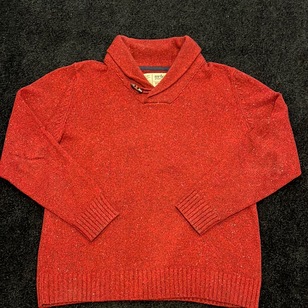 Urban Pipeline Men’s Maroon Shawl Neck Knit Sweater- size medium